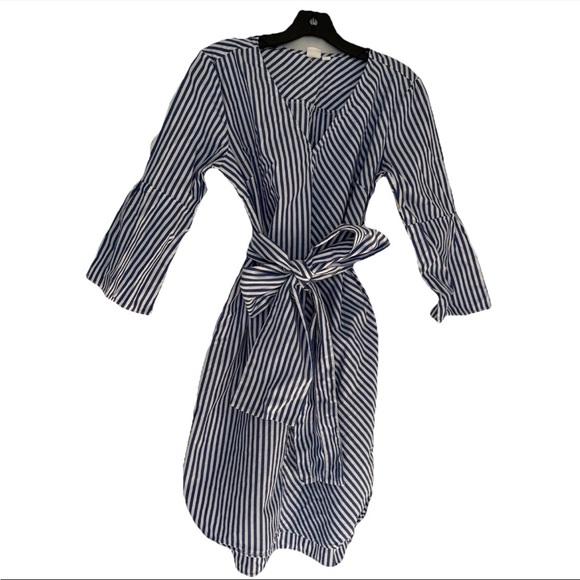 GAP Dresses & Skirts - 🍍5for25 GAP Blue and White PinStriped Shirt Dress 3/4 Sleeves Size M